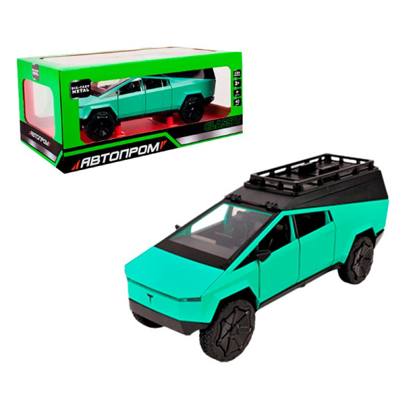 Машинка Автопром Tesla Pickup 1:24 металева зі світлом і звуком AP7727_Ocean