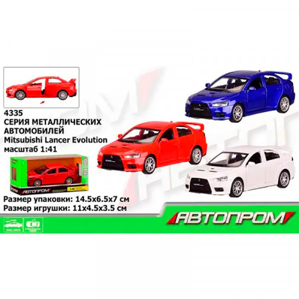 Машина метал "АВТОПРОМ"1:41 Mitsubishi-lancer-evolution3колвідкр.двері 4335