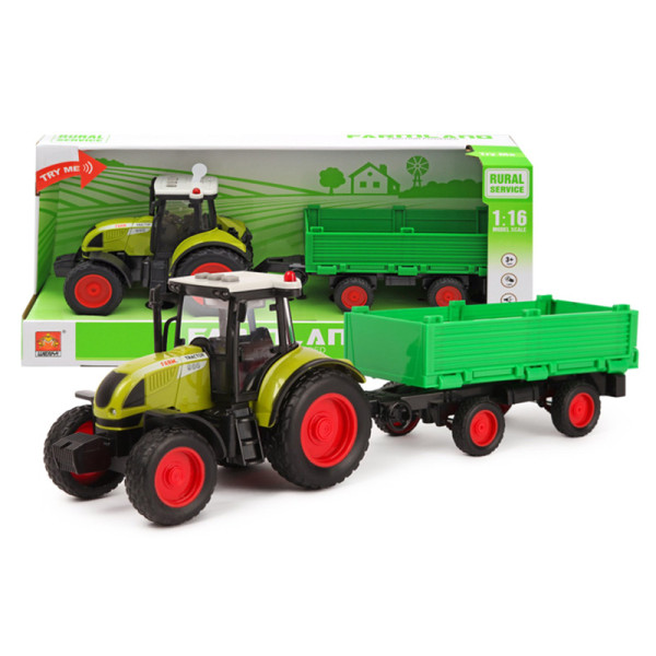 Трактор із причепом інерційний озвучений зі світлом у коробці WY900G Трактор із причепом інерційний озвучений зі світлом у коробці WY900G