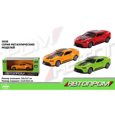 Машина метал 3638 (96шт/4) "АВТОПРОМ" 3 кольори в кор.15*8*6см *. 3638