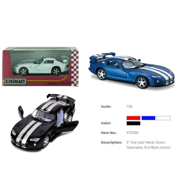 Модель легкова Dodge Viper GTSR інерційна. KT5039W Модель легкова Dodge Viper GTSR інерційна. KT5039W