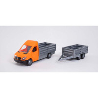 Машинка Tigres "Mercedes-Benz Sprinter" бортовий з помаранчевим причепом. 39667
