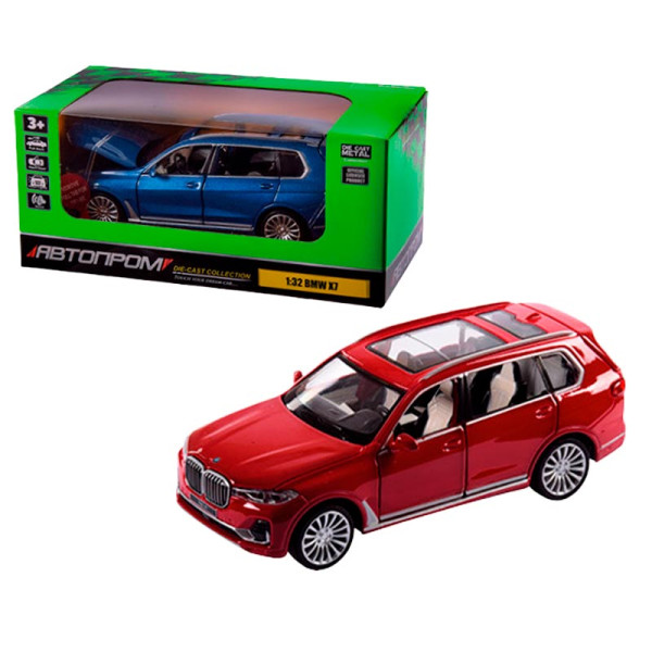 Машинка Автопром BMW X7 1:32 металева зі світлом і звуком 68470_Red