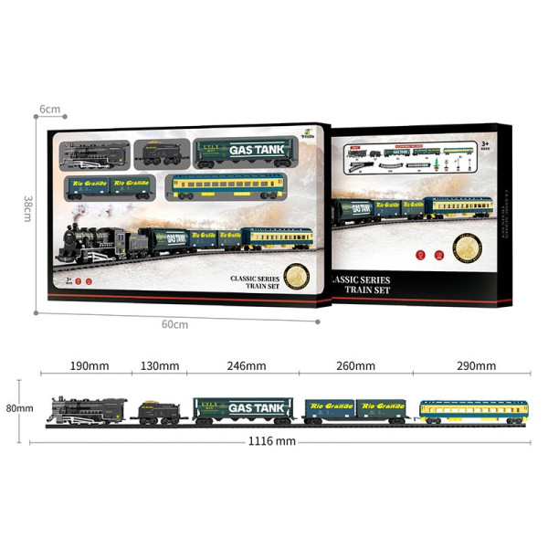 Залізна дорога 1:87 зі світлом і звуком на батарейках 1601C Залізна дорога 1:87 зі світлом і звуком на батарейках 1601C