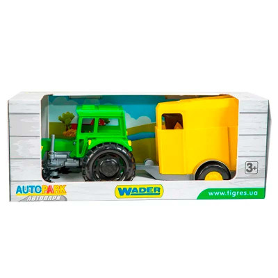 Машинка Tigres Трактор із причепом 39348_Horse-Carriage Green-Yellow