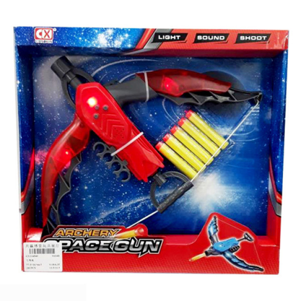 Арбалет із м'якими набоями на батарейках муз світло и коробці 0334B Арбалет із м'якими набоями на батарейках муз світло и коробці 0334B