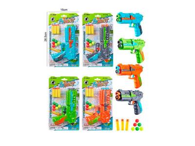 Зброя арт. 6886-3 (288шт/2) 4 кольори 3 поролонові снаряди та 6 куль у наб 6886-3 Зброя арт. 6886-3 (288шт/2) 4 кольори 3 поролонові снаряди та 6 куль у наб 6886-3