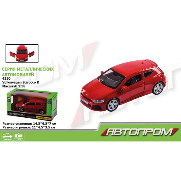 Машина метал "АВТОПРОМ" 1:38 Volkswagen Scirocco R відкр.двері в кор. 14 4350