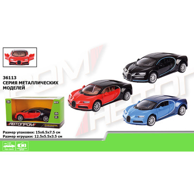 Машина метал 36113 "АВТОПРОМ" 1:36 3 кольори відкр.двері в кор.152*62 36113