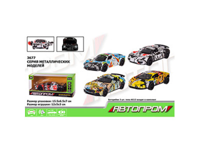 Машина метал 3677 "АВТОПРОМ" 1:36 4 види світло звук відкр.двері в ко 3677
