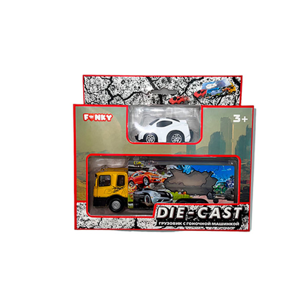 Автотранспортер "Швидке перевезення" з білою машинкою 1:60 3+ FT61050 Автотранспортер "Швидке перевезення" з білою машинкою 1:60 3+ FT61050