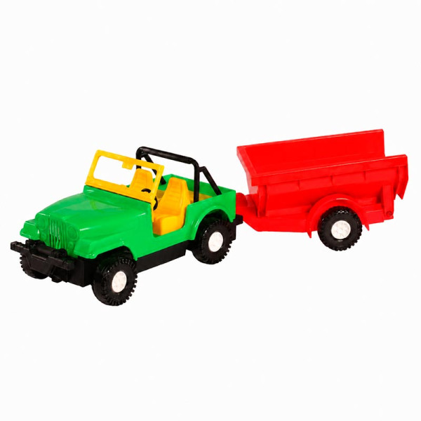 Машинка Авто-купе з причепом 39007_Yellow-Red Машинка Авто-купе з причепом 39007_Yellow-Red