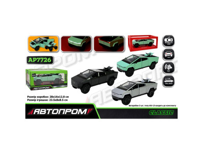 Машинка Автопром Tesla pickup truck 1:24 зі світлом і звуком AP7726
