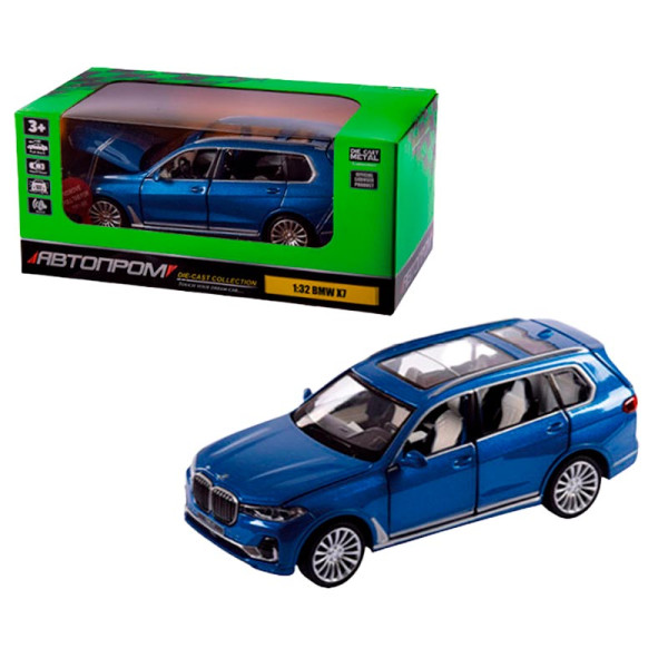 Машинка Автопром BMW X7 1:32 металева зі світлом і звуком 68470_Blue