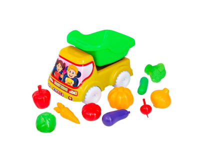 Машинка Бамсик самоскид №5 з овочами 3691_Yellow-Green