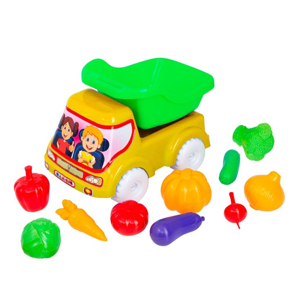 Машинка Бамсик самоскид №5 з овочами 3691_Yellow-Green