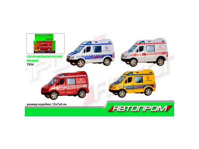 Машина метал "АВТОПРОМ" 1:50 4 кольори в коробці 12*7*6см 7836 Машина метал "АВТОПРОМ" 1:50 4 кольори в коробці 12*7*6см 7836