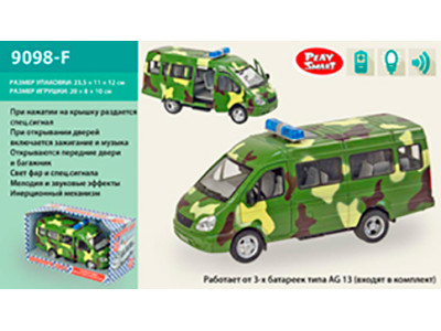Автобус PLAY SMART Військовий метал (музика світло) 9098-F Автобус PLAY SMART Військовий метал (музика світло) 9098-F