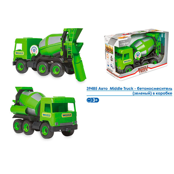 Авто "Middle truck" бетонозмішувач (св. зелений) в коробці 39485 Авто "Middle truck" бетонозмішувач (св. зелений) в коробці 39485