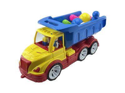 Машинка "Самоскид Mati" з кеглями Бамсик 009/11_Yellow-Blue Машинка "Самоскид Mati" з кеглями Бамсик 009/11_Yellow-Blue