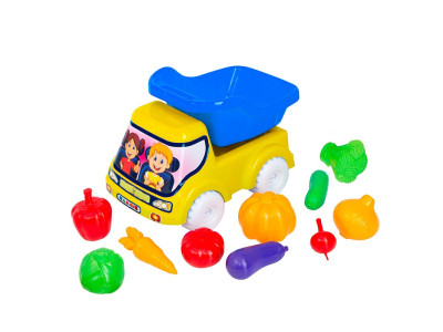 Машинка Бамсик самоскид №5 з овочами 3691_Yellow-Blue