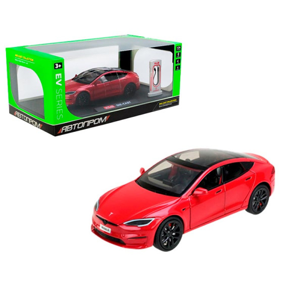 Машинка Автопром 1:24 металева із зарядною станцією AP7713_Red