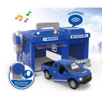 Гараж з металевою поліцейською машинкою зі світлом і звуком CLM-556