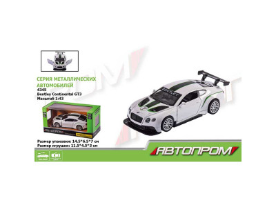 Машина метал "АВТОПРОМ"1:43 Bentley Continental GT3відкр.двері 4345 Машина метал "АВТОПРОМ"1:43 Bentley Continental GT3відкр.двері 4345