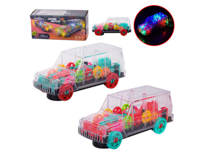 Музична машина прозора 2 кольори на батарейках світло звук у коробці 035-A23