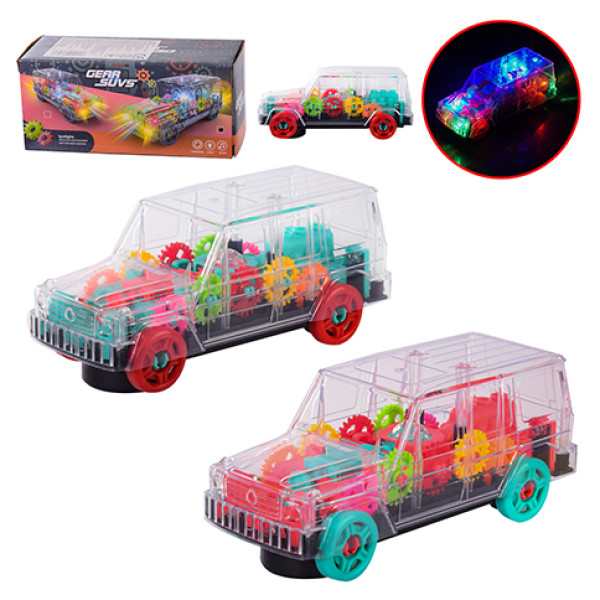 Музична машина прозора 2 кольори на батарейках світло звук у коробці 035-A23