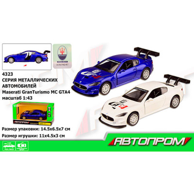 Машина метал "АВТОПРОМ" 1:43 Maserati Gran Turismo MC GT4 2кол відкр.две 4323