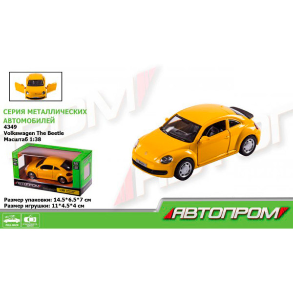 Машина мет. АВТОПРОМ 1:38 Volkswagen The Beetleвідкр..двері короб. 145*6 4349