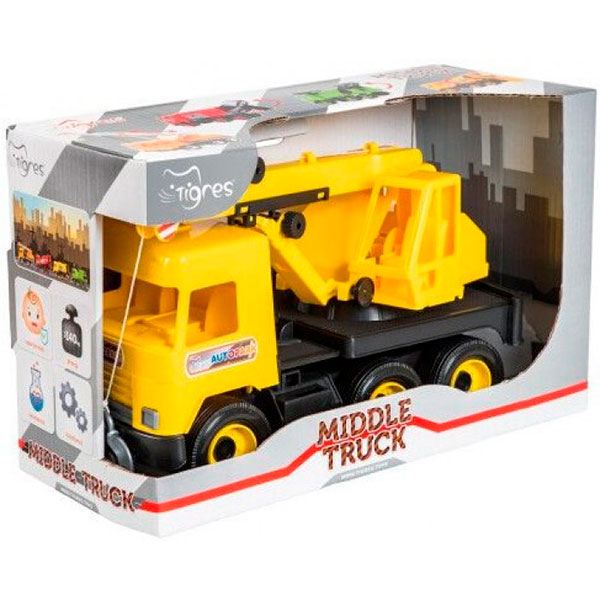 Авто "Middle truck" кран (жовтий) в коробці 39491 Авто "Middle truck" кран (жовтий) в коробці 39491