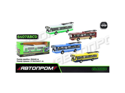 Тролейбус PLAY SMART "Автопарк" метал інерційний 6407ABCD Тролейбус PLAY SMART "Автопарк" метал інерційний 6407ABCD