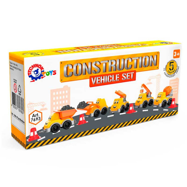 Набір будівельних машинок Технок Транспорт Міні пластикових 7693 Набір будівельних машинок Технок Транспорт Міні пластикових 7693
