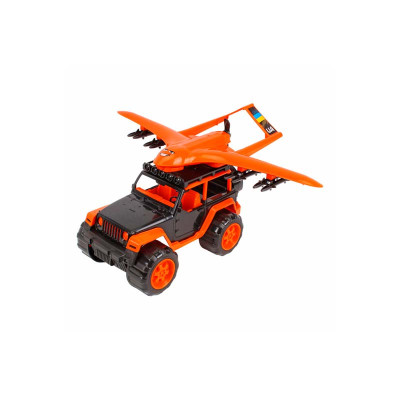 Ігровий набір ТехноК машинка з літаком чорно-помаранчеві пластикові 0853 Ігровий набір ТехноК машинка з літаком чорно-помаранчеві пластикові 0853