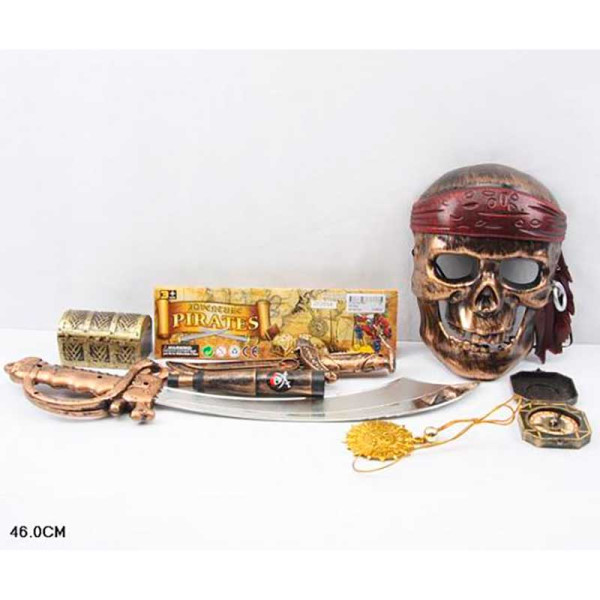 Піратський набір шабля маска прапор скриня компас в пакеті 46см ZP3554 Піратський набір шабля маска прапор скриня компас в пакеті 46см ZP3554