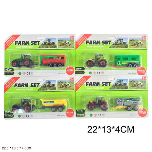 Трактор з причепом мет. арт. SQ82012-1B (192шт/2) 4кольора планш. 22*13* SQ82012-1B Трактор з причепом мет. арт. SQ82012-1B (192шт/2) 4кольора планш. 22*13* SQ82012-1B