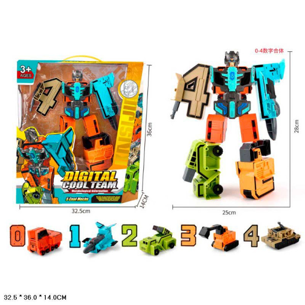 Трансформер арт. 8337-8 (18шт) трансформер-цифри 0-4 короб. 325*36*14 8337-8