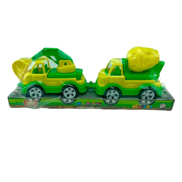 Набір техніки бетонозмішувач і эксковатор Mini Matiki Бамсик 002/9_Yellow-Green