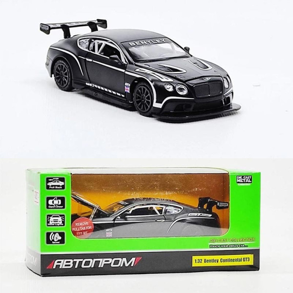 Машинка Автопром Bentley Continental GT3 металева зі світлом і звуком 68353_Black