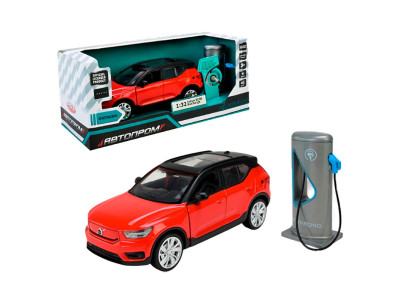 Машинка Автопром Volvo XC40 Recharge 1:32 зі світлом і звуком металева 68703_Red
