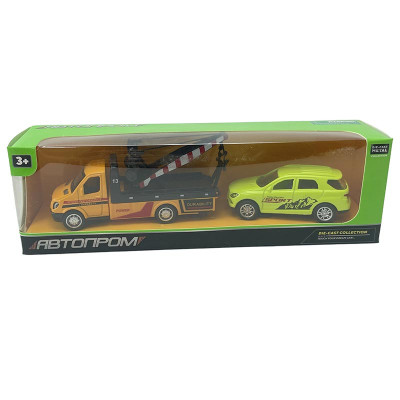 Машина метал. АВТОПРОМ арт. 7414 (96шт/2) евакуатор+машинка 1:50 4 види AP7461_Yellow-Green
