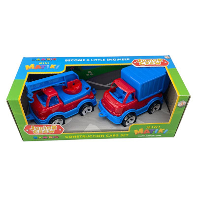 Набір машинок Бамсік кран з сміттєвозом 002/15_Blue-Red Набір машинок Бамсік кран з сміттєвозом 002/15_Blue-Red