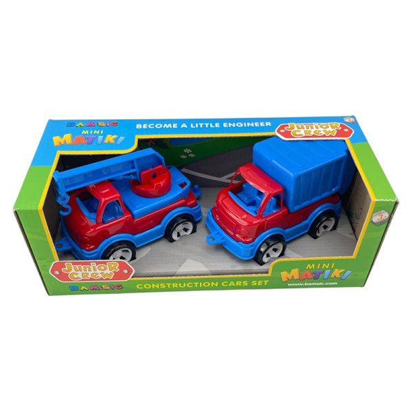 Набір машинок Бамсік кран з сміттєвозом 002/15_Blue-Red