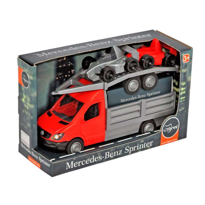 Машинка Tigres "Mercedes-Benz Sprinter" бортовий з червоним причепом. 39669
