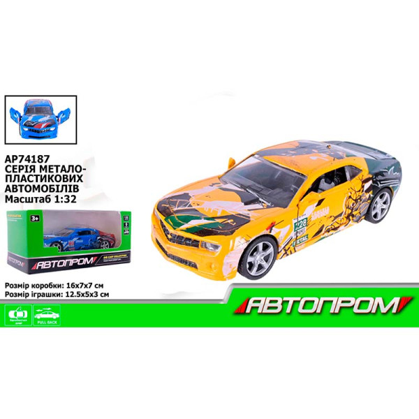 Машина мет. АВТОПРОМ 1:32 відчиняются двері AP74187_Yellow