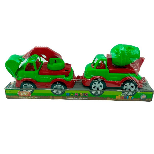 Набір техніки бетонозмішувач і эксковатор Mini Matiki Бамсик 002/9_Green-Red