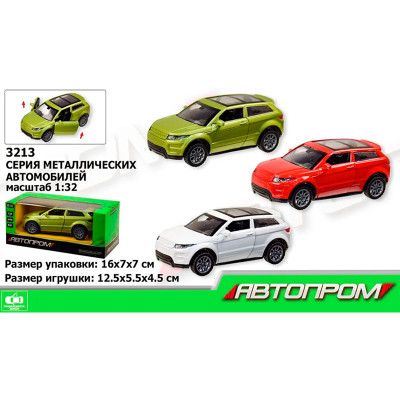 Машина метал "АВТОПРОМ" 1:32 3 кольори відкр.двері в кор.16*7*7см *. 3213