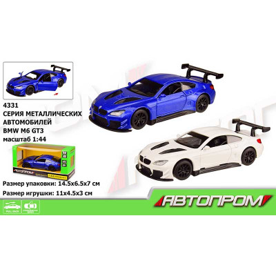 Машина метал "АВТОПРОМ" 1:43 BMW M6 GT3 2 кольори відкр.двері в кор. 14 4331